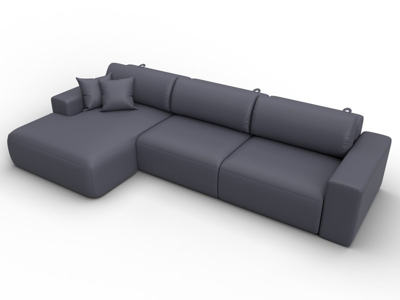 Диван угловой Лига-036 НПБ Классик Лонг левый угол, Экокожа, GRIFON 15 серый