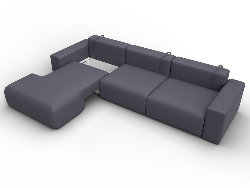 Диван угловой Лига-036 НПБ Классик Лонг левый угол, Экокожа, GRIFON 15 серый