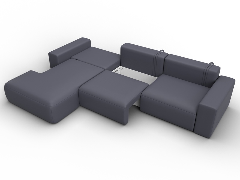 Диван угловой Лига-036 НПБ Классик Лонг левый угол, Экокожа, GRIFON 15 серый