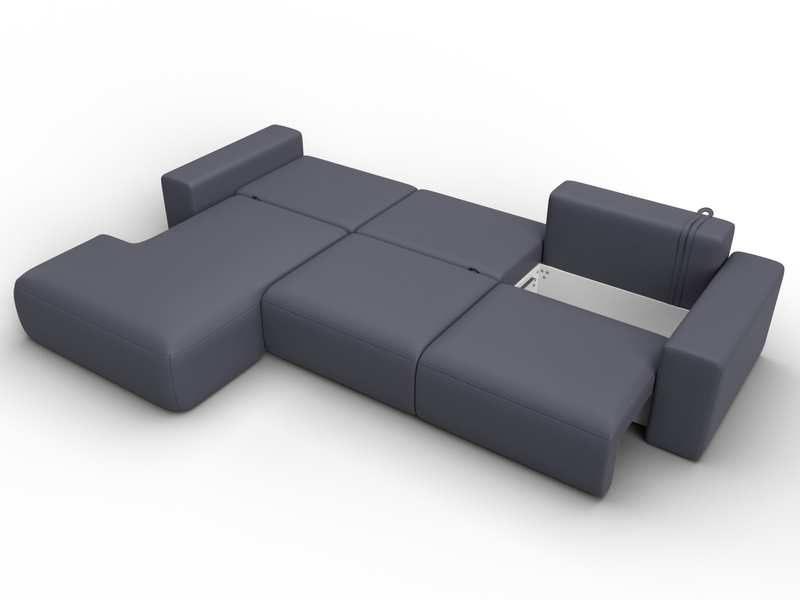 Диван угловой Лига-036 НПБ Классик Лонг левый угол, Экокожа, GRIFON 15 серый