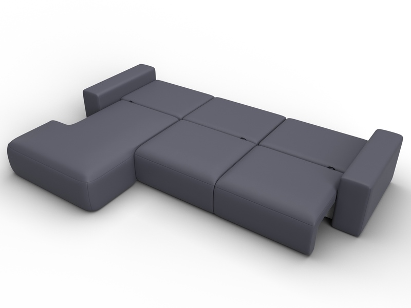 Диван угловой Лига-036 НПБ Классик Лонг левый угол, Экокожа, GRIFON 15 серый