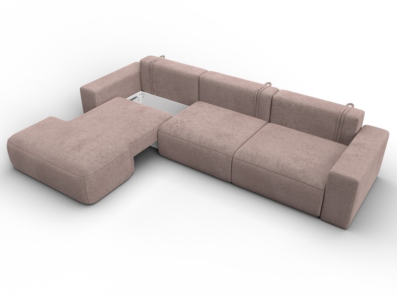 Диван угловой Лига-036 НПБ Классик Лонг левый угол, Велюр, TOWER 05 бежевый