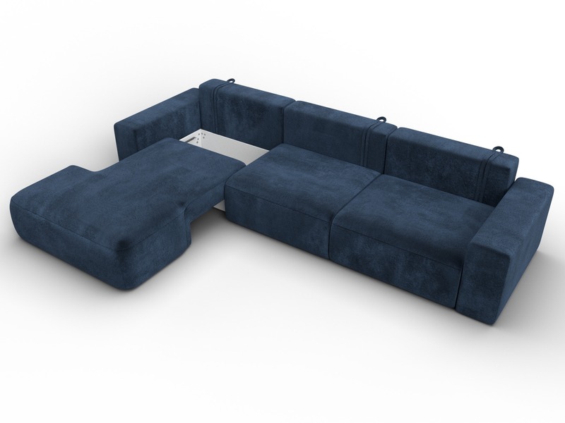 Диван угловой Лига-036 НПБ Классик Лонг левый угол, Велюр, TOWER 13 синий
