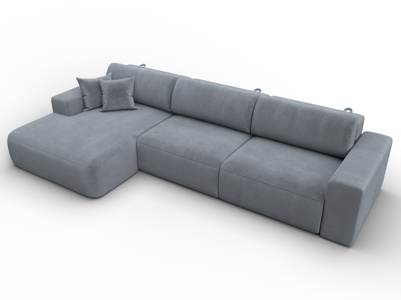 Диван угловой Лига-036 НПБ Классик Лонг левый угол, Велюр, TOWER 10 серый