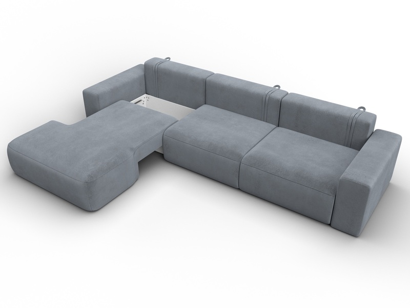 Диван угловой Лига-036 НПБ Классик Лонг левый угол, Велюр, TOWER 10 серый