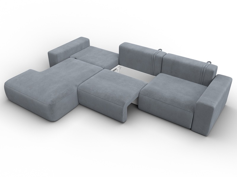 Диван угловой Лига-036 НПБ Классик Лонг левый угол, Велюр, TOWER 10 серый