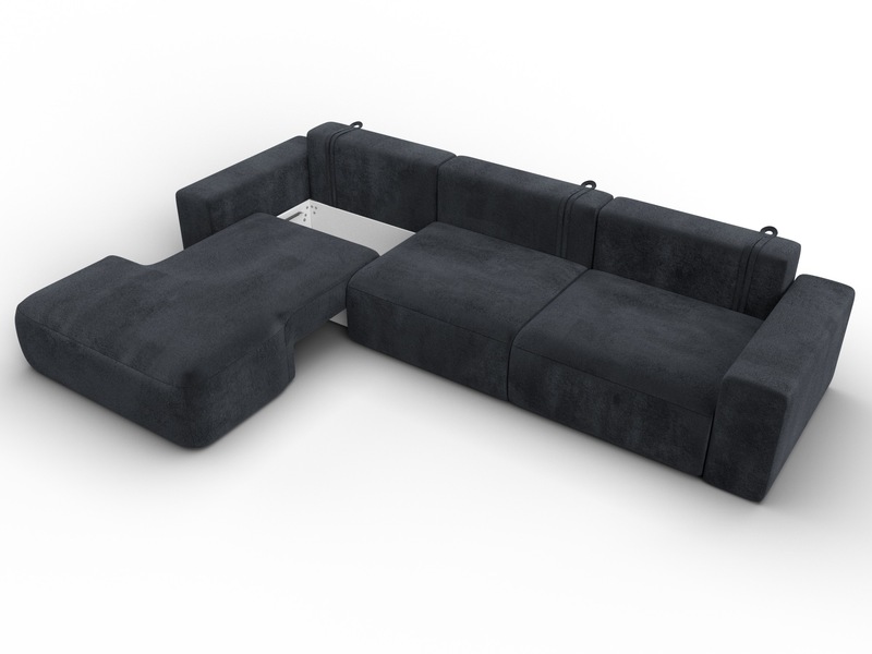 Диван угловой Лига-036 НПБ Классик Лонг левый угол, Велюр, TOWER 11 темно-серый