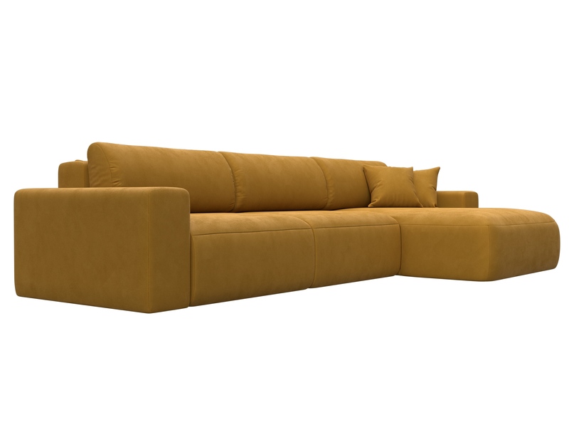 Диван угловой Лига-036 НПБ Классик Лонг правый угол, Велюр, BRUT 10 желтый