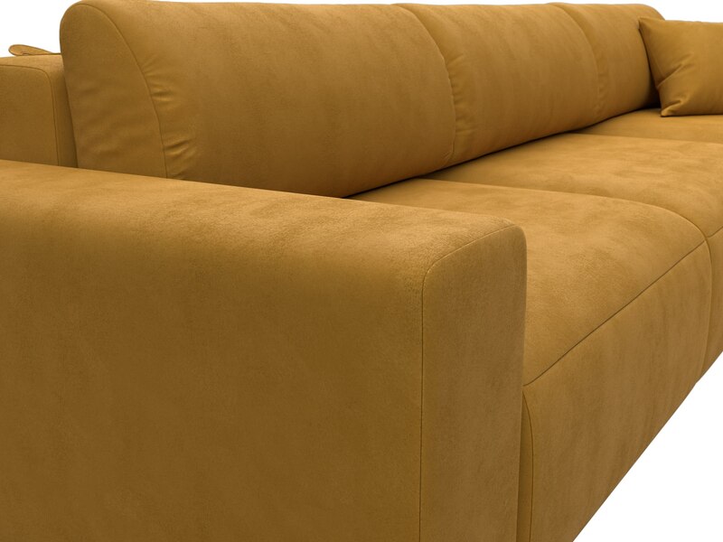 Диван угловой Лига-036 НПБ Классик Лонг правый угол, Велюр, BRUT 10 желтый