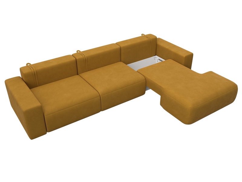Диван угловой Лига-036 НПБ Классик Лонг правый угол, Велюр, BRUT 10 желтый