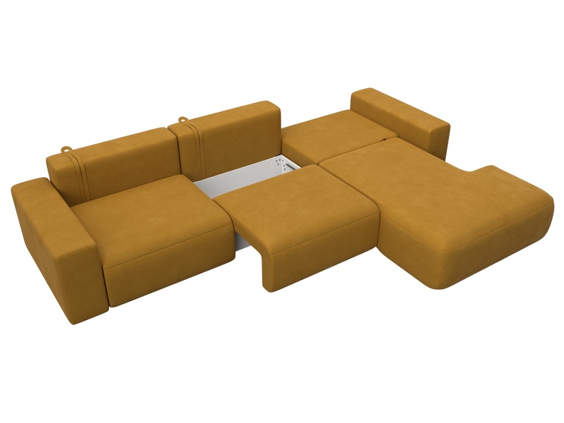 Диван угловой Лига-036 НПБ Классик Лонг правый угол, Велюр, BRUT 10 желтый