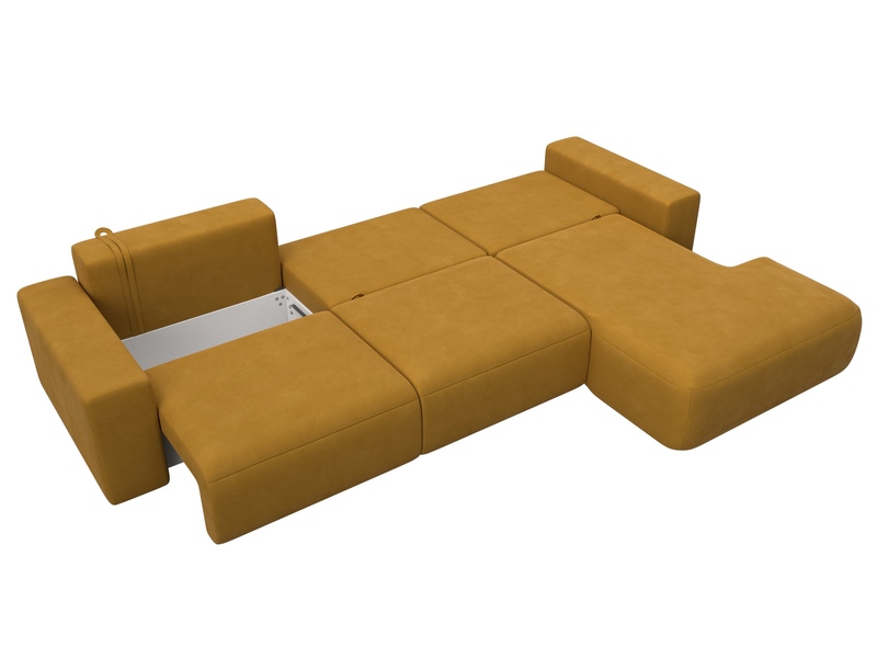 Диван угловой Лига-036 НПБ Классик Лонг правый угол, Велюр, BRUT 10 желтый