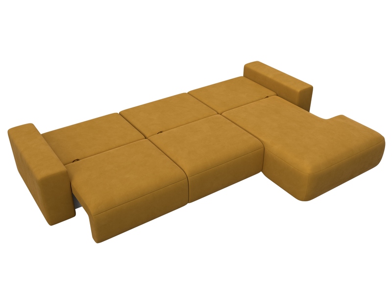 Диван угловой Лига-036 НПБ Классик Лонг правый угол, Велюр, BRUT 10 желтый