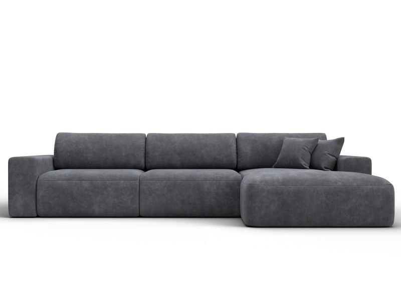 Диван угловой Лига-036 НПБ Классик Лонг правый угол, Велюр, BRUT 16 темно-серый