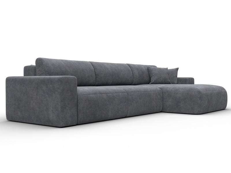 Диван угловой Лига-036 НПБ Классик Лонг правый угол, Велюр, BRUT 16 темно-серый