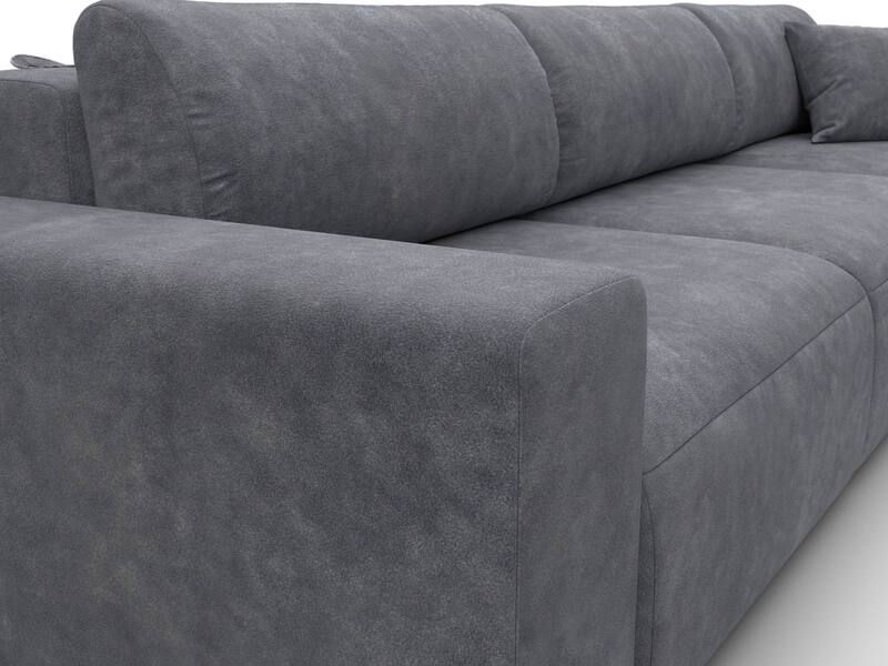 Диван угловой Лига-036 НПБ Классик Лонг правый угол, Велюр, BRUT 16 темно-серый