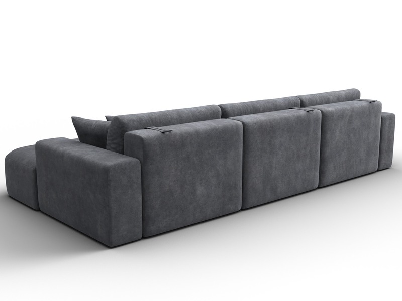 Диван угловой Лига-036 НПБ Классик Лонг правый угол, Велюр, BRUT 16 темно-серый