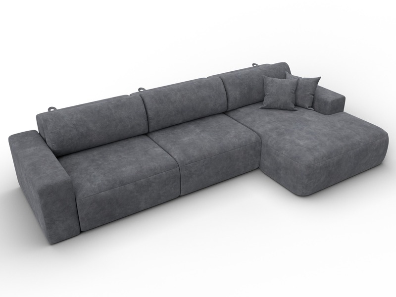 Диван угловой Лига-036 НПБ Классик Лонг правый угол, Велюр, BRUT 16 темно-серый