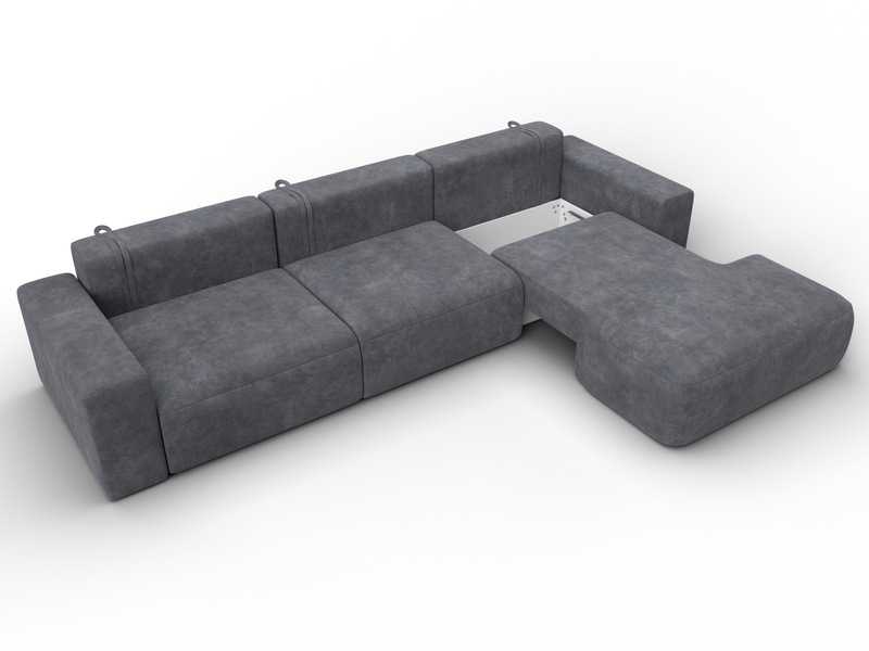 Диван угловой Лига-036 НПБ Классик Лонг правый угол, Велюр, BRUT 16 темно-серый