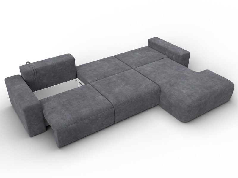 Диван угловой Лига-036 НПБ Классик Лонг правый угол, Велюр, BRUT 16 темно-серый