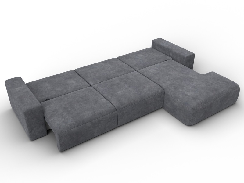 Диван угловой Лига-036 НПБ Классик Лонг правый угол, Велюр, BRUT 16 темно-серый