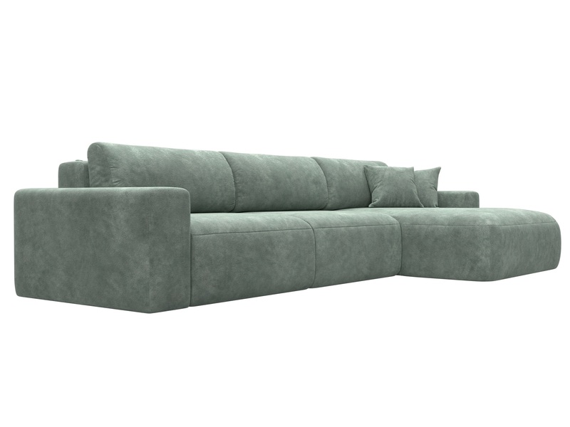 Диван угловой Лига-036 НПБ Классик Лонг правый угол, Велюр, BRUT 08 зеленый