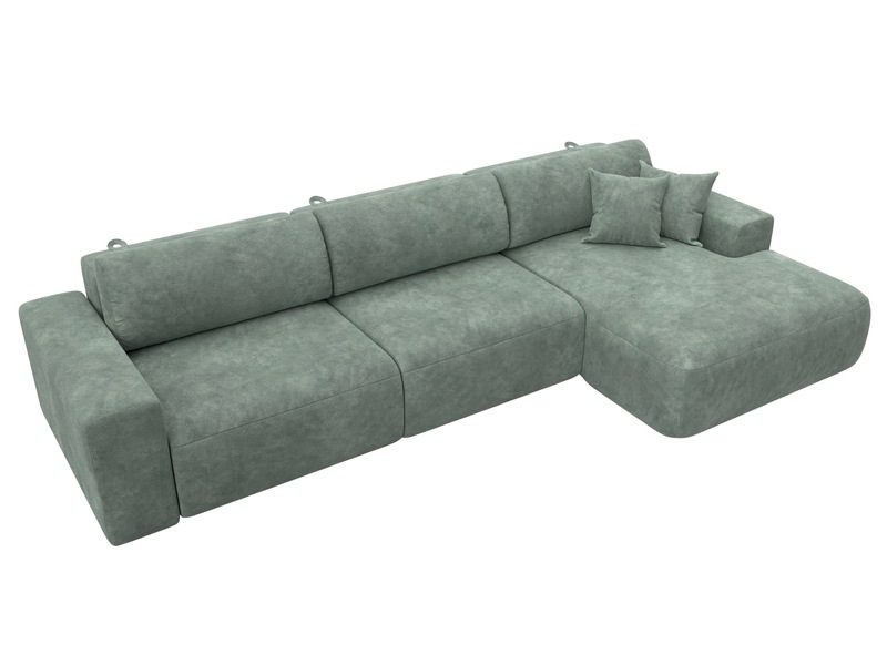 Диван угловой Лига-036 НПБ Классик Лонг правый угол, Велюр, BRUT 08 зеленый