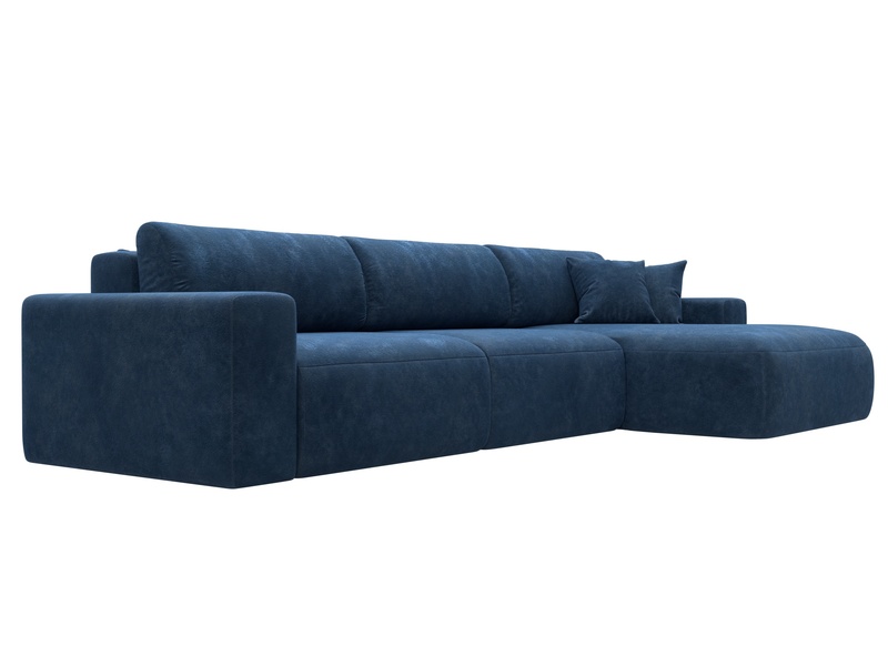 Диван угловой Лига-036 НПБ Классик Лонг правый угол, Велюр, BRUT 11 синий