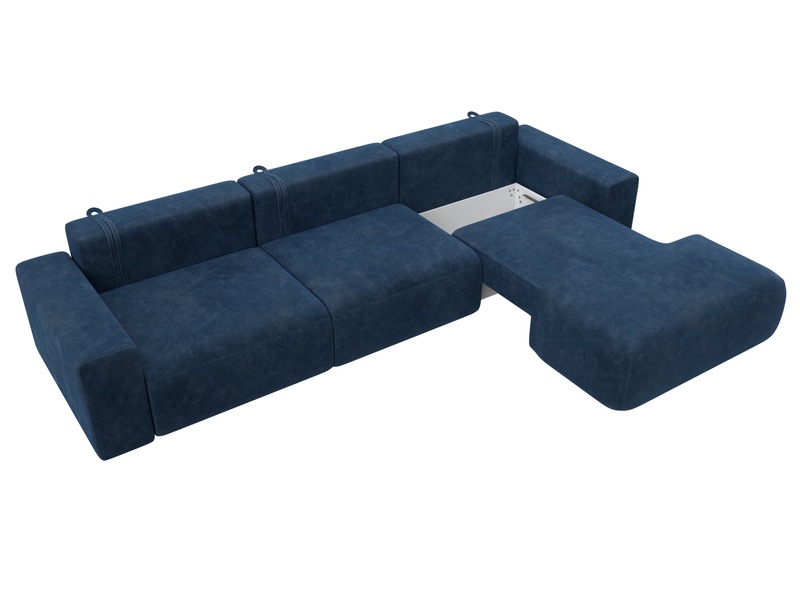 Диван угловой Лига-036 НПБ Классик Лонг правый угол, Велюр, BRUT 11 синий