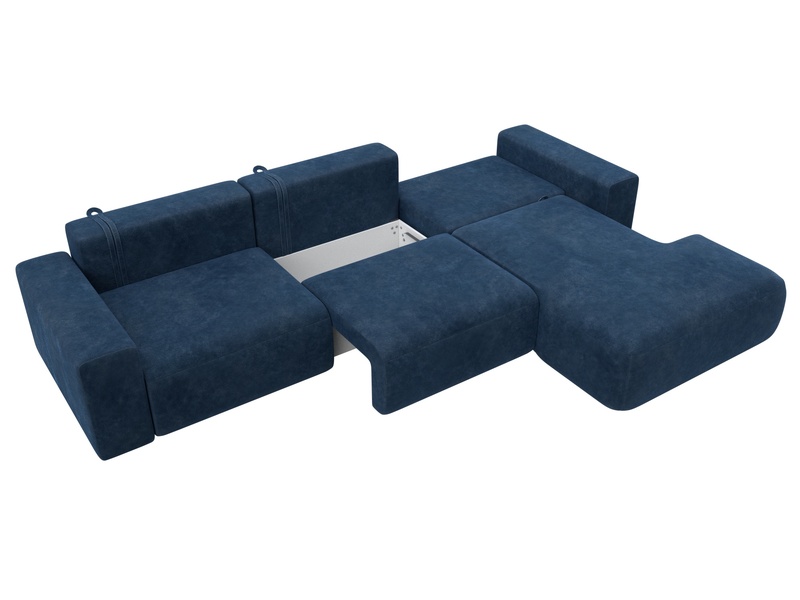 Диван угловой Лига-036 НПБ Классик Лонг правый угол, Велюр, BRUT 11 синий