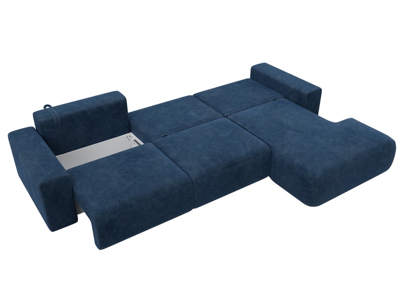 Диван угловой Лига-036 НПБ Классик Лонг правый угол, Велюр, BRUT 11 синий
