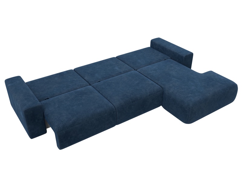 Диван угловой Лига-036 НПБ Классик Лонг правый угол, Велюр, BRUT 11 синий