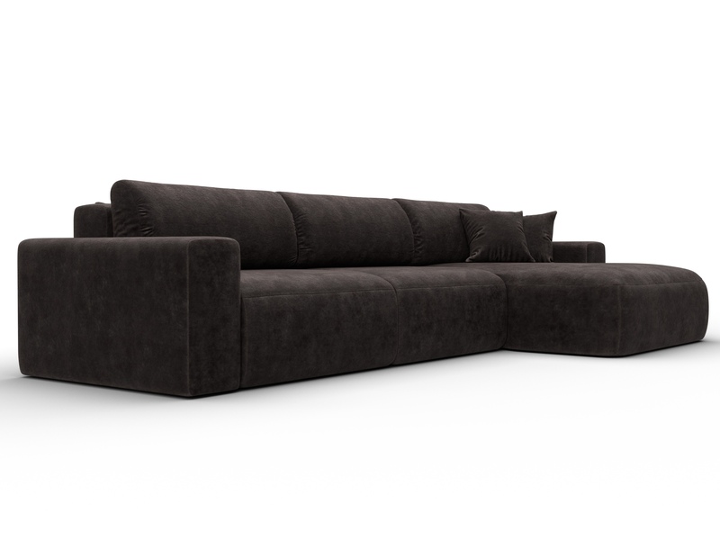 Диван угловой Лига-036 НПБ Классик Лонг правый угол, Велюр, BRUT 17 коричневый