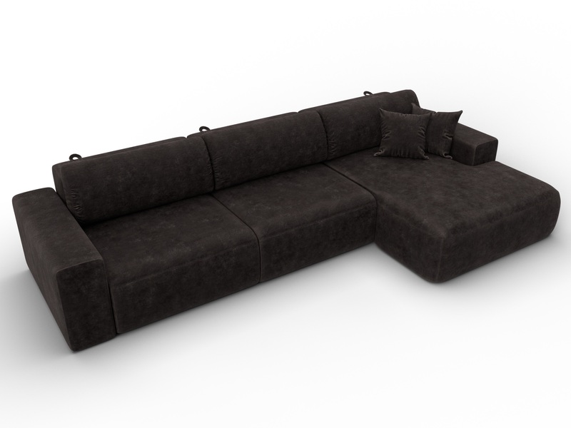 Диван угловой Лига-036 НПБ Классик Лонг правый угол, Велюр, BRUT 17 коричневый