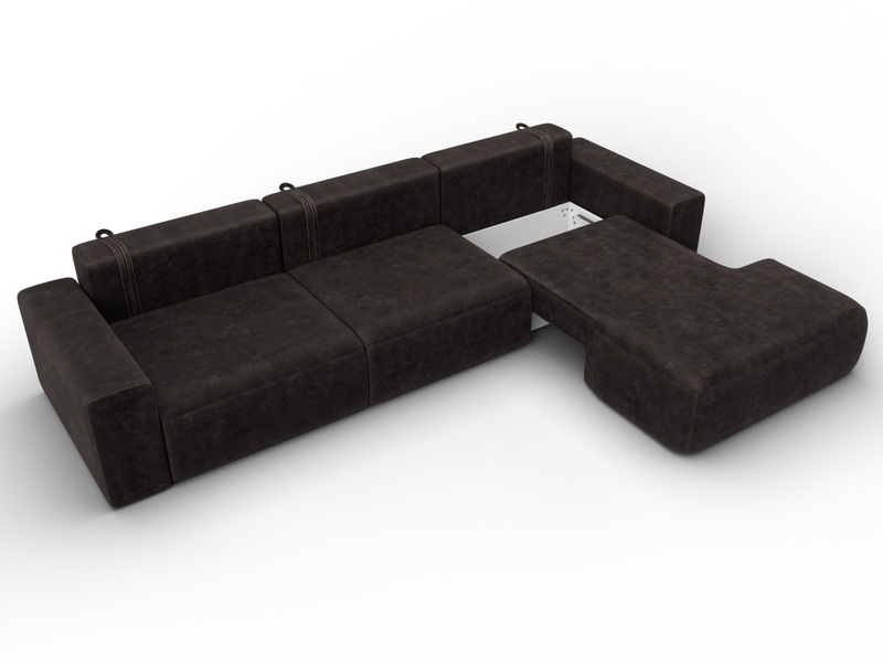 Диван угловой Лига-036 НПБ Классик Лонг правый угол, Велюр, BRUT 17 коричневый