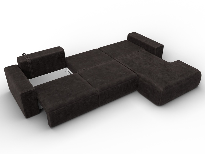 Диван угловой Лига-036 НПБ Классик Лонг правый угол, Велюр, BRUT 17 коричневый