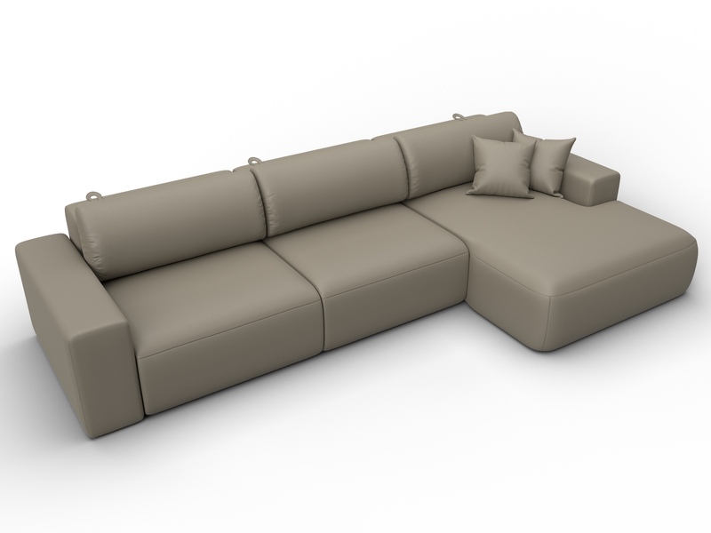 Диван угловой Лига-036 НПБ Классик Лонг правый угол, Экокожа, GRIFON 04 бежевый