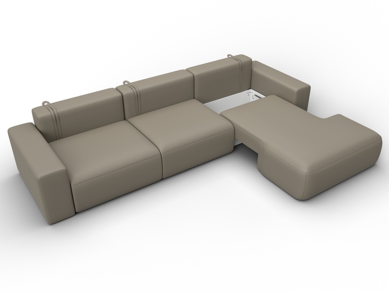 Диван угловой Лига-036 НПБ Классик Лонг правый угол, Экокожа, GRIFON 04 бежевый