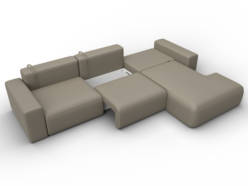 Диван угловой Лига-036 НПБ Классик Лонг правый угол, Экокожа, GRIFON 04 бежевый