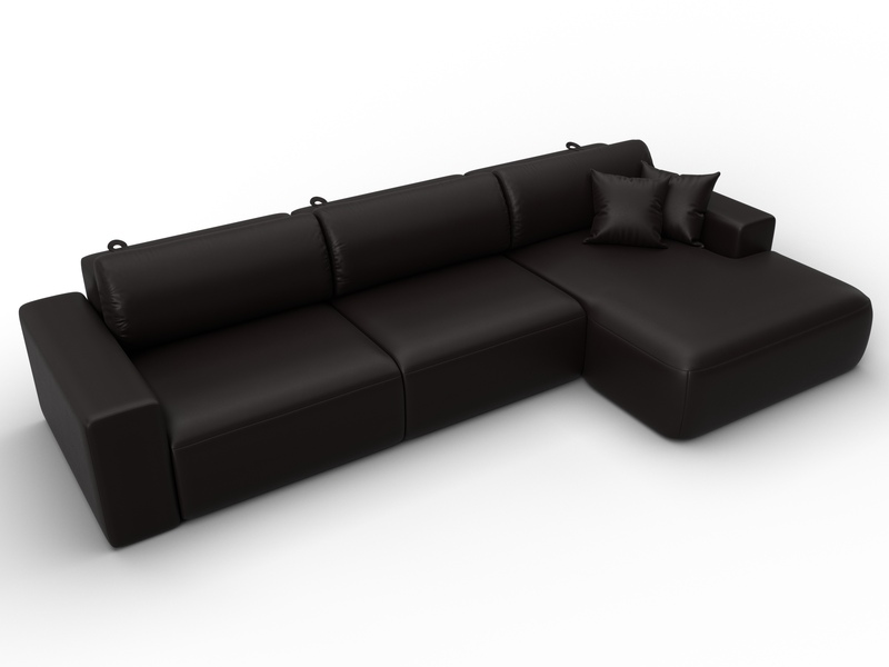 Диван угловой Лига-036 НПБ Классик Лонг правый угол, Экокожа, GRIFON 12 коричневый