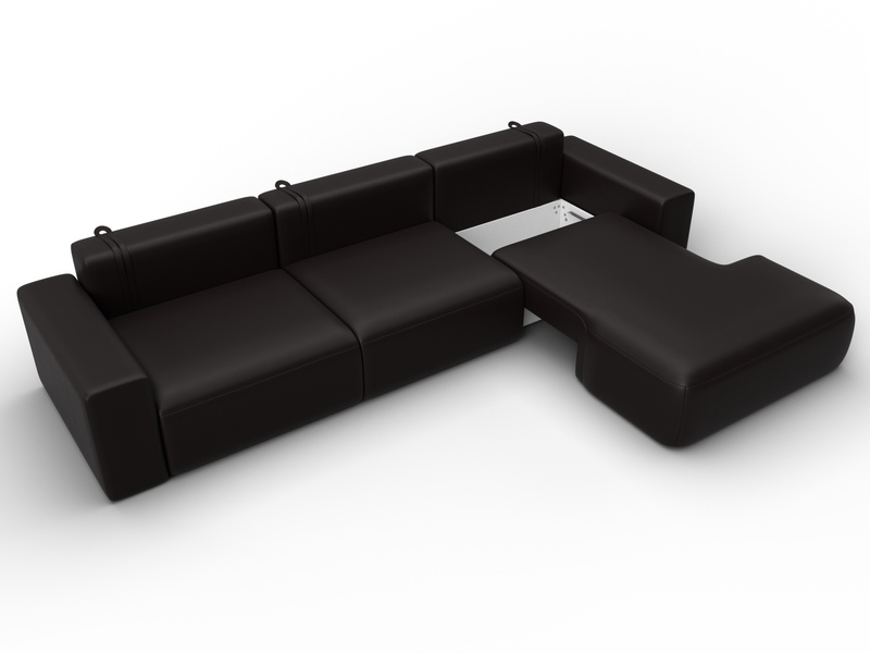 Диван угловой Лига-036 НПБ Классик Лонг правый угол, Экокожа, GRIFON 12 коричневый