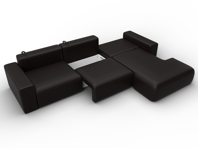 Диван угловой Лига-036 НПБ Классик Лонг правый угол, Экокожа, GRIFON 12 коричневый