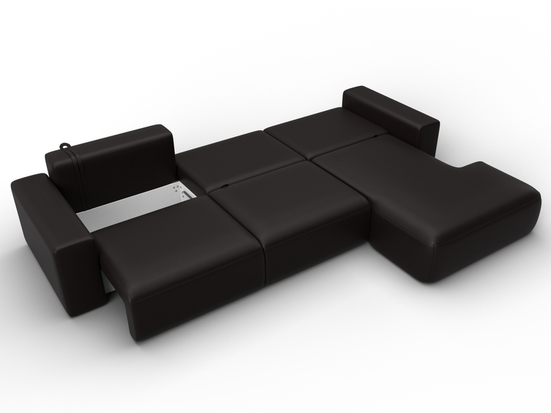 Диван угловой Лига-036 НПБ Классик Лонг правый угол, Экокожа, GRIFON 12 коричневый