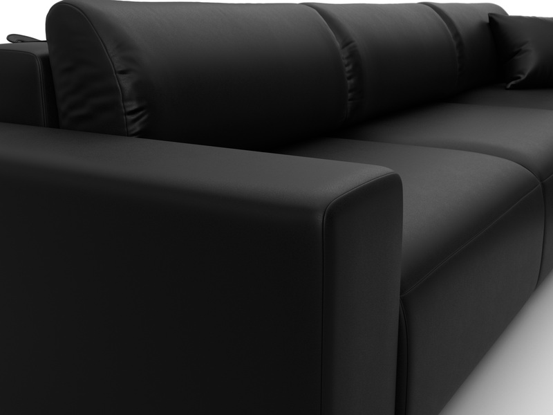 Диван угловой Лига-036 НПБ Классик Лонг правый угол, Экокожа, GRIFON 18 черный