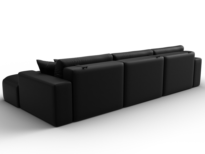 Диван угловой Лига-036 НПБ Классик Лонг правый угол, Экокожа, GRIFON 18 черный