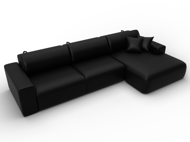 Диван угловой Лига-036 НПБ Классик Лонг правый угол, Экокожа, GRIFON 18 черный