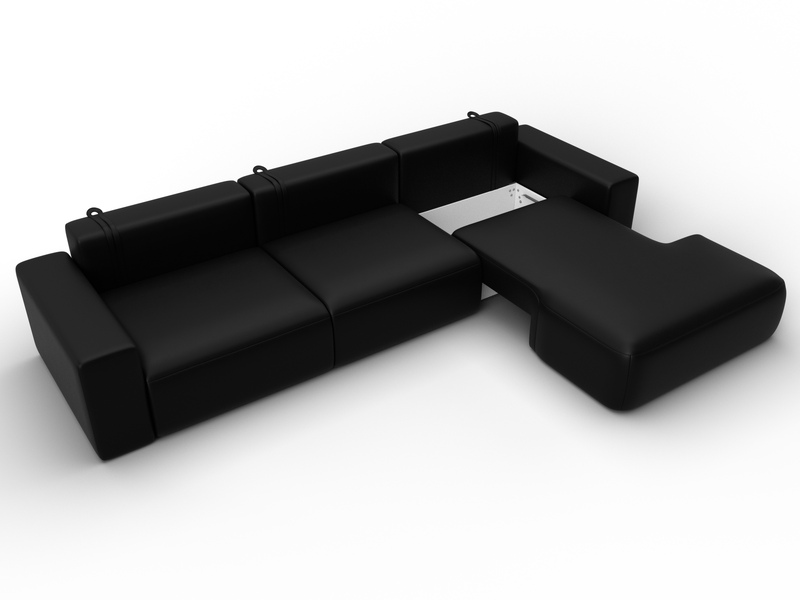 Диван угловой Лига-036 НПБ Классик Лонг правый угол, Экокожа, GRIFON 18 черный