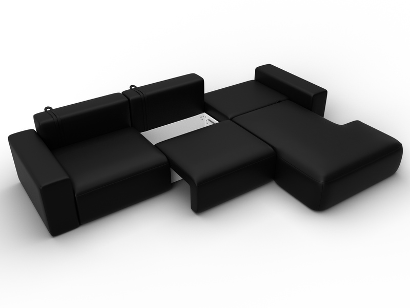 Диван угловой Лига-036 НПБ Классик Лонг правый угол, Экокожа, GRIFON 18 черный