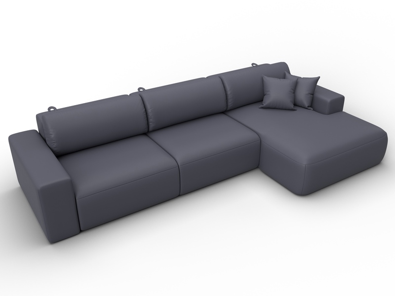 Диван угловой Лига-036 НПБ Классик Лонг правый угол, Экокожа, GRIFON 15 серый