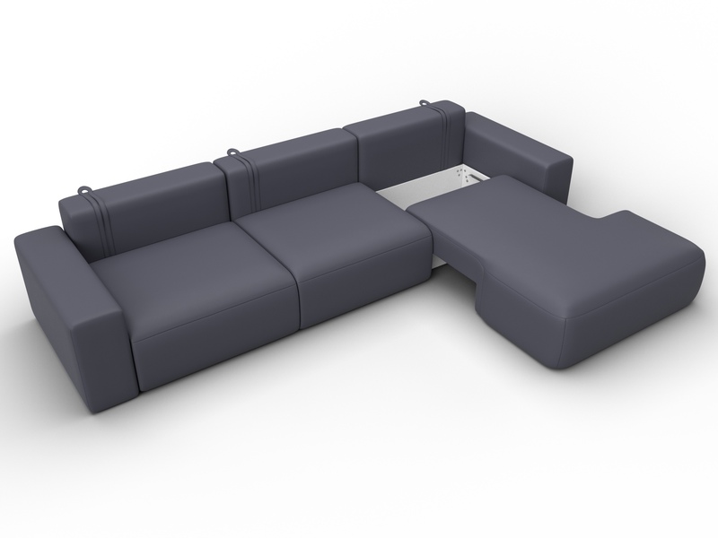 Диван угловой Лига-036 НПБ Классик Лонг правый угол, Экокожа, GRIFON 15 серый